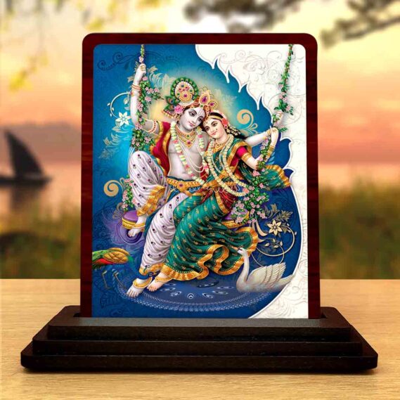 wooden Radha Krishna idol for car dashboard