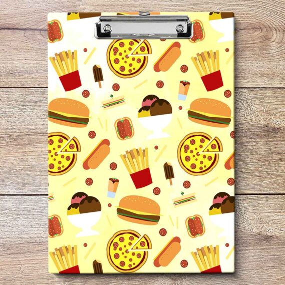 Food Card Board Clipboard With Built-In Document Holder (Size 9x12 in)