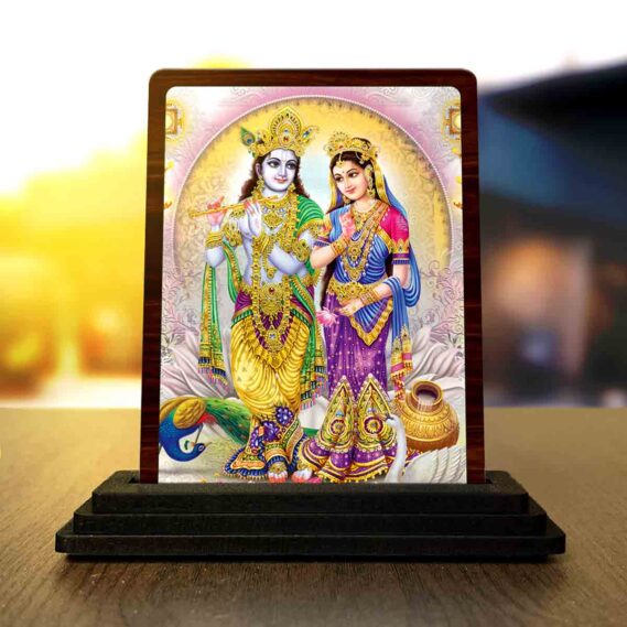 wooden Radha Krishna figurine