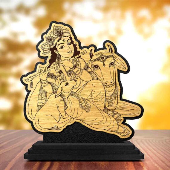 wooden Krishna murti