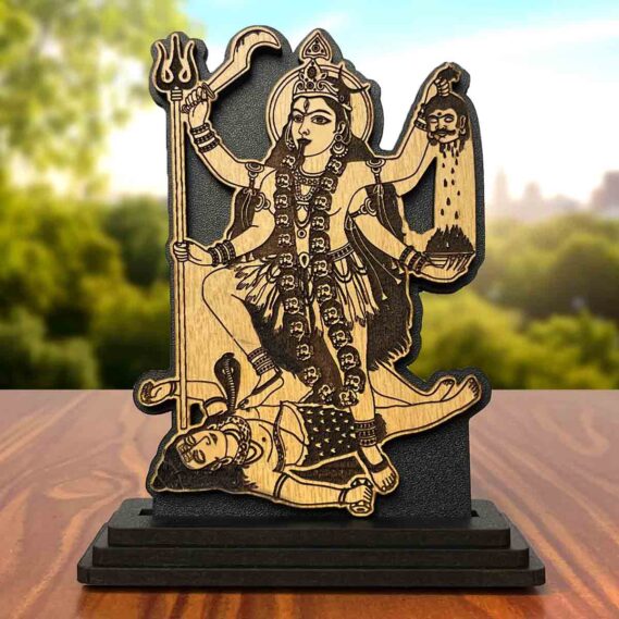 wooden Maa Kali murti