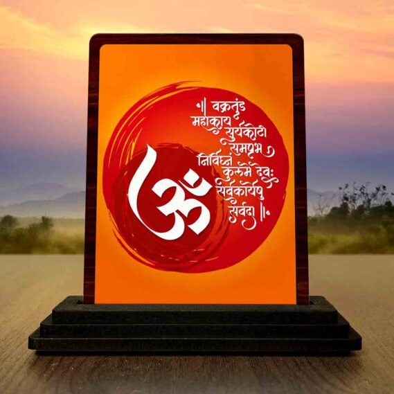 wooden Om symbol idol for worship