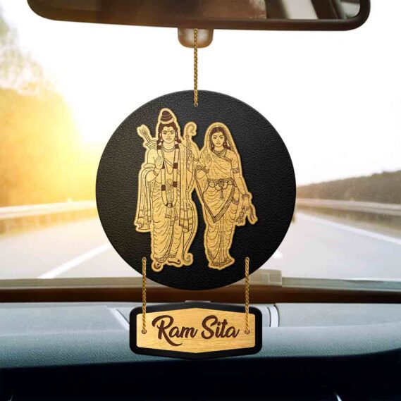Ram Sita Car Hanging for Positivity Sitarama Car Decor for Car (Size 5x3 in)