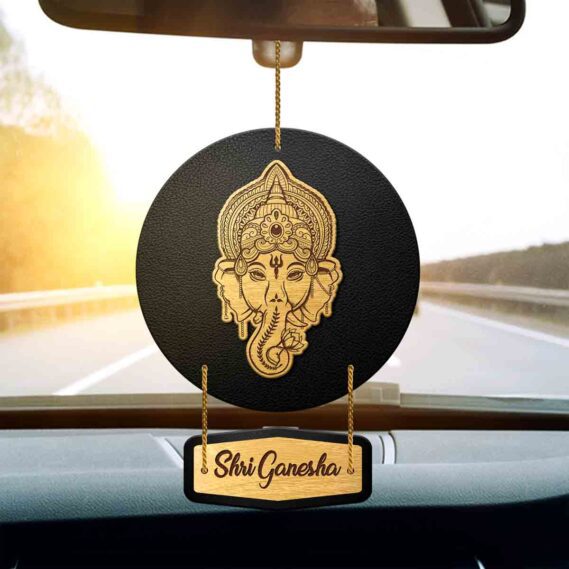 Ganesh Ji Car Hanging for Good Luck Ganapati Bappa Car Decor for Car Charm (Size 5x3 in)