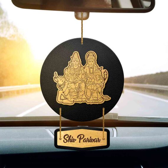 Shiv Parivar Car Ornament for Car Shiv Family Car Pendant for Positivity (Size 5x3 in)