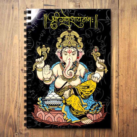 Ganesh Ji Wooden Notepad God Notebook for Student (Size A5 / 5.8 x 8.3 in)