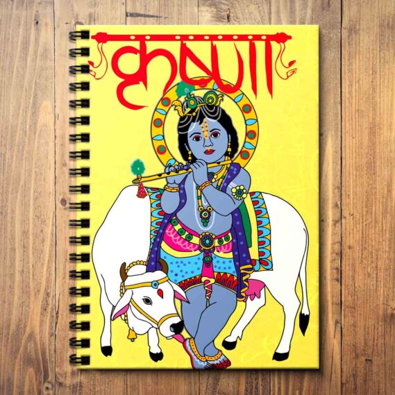 Govinda Wooden Notebook God Diary for Office Work (Size A5 / 5.8 x 8.3 in)